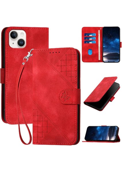 IPhone 15 Için Flip Case Kabartmalı Kelebek Yüksek Kaliteli Deri Telefon Kılıfı (Yurt Dışından)