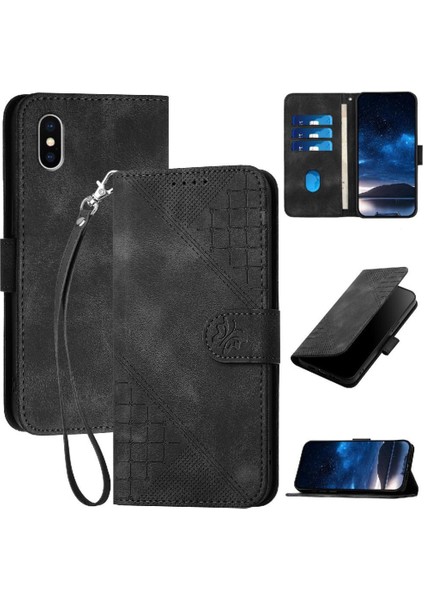 IPhone X/xs ve Kredi Kartı Yuvası Kabartmalı Kelebek Yüksek Flip Case (Yurt Dışından)