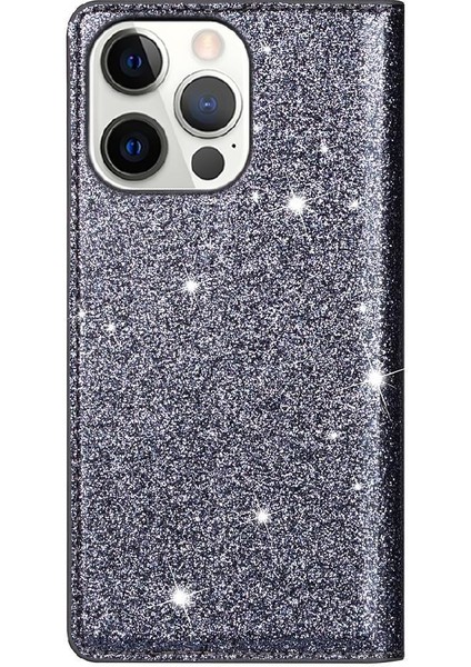 IPhone 14 Için Glitter Flip Case Pro Manyetik Kapatma Pu Deri Kart Çevirme (Yurt Dışından)