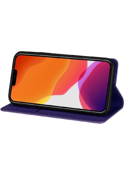 IPhone 14 Artı Pu Deri Manyetik Kapatma Kartı Için Glitter Flip Case (Yurt Dışından)