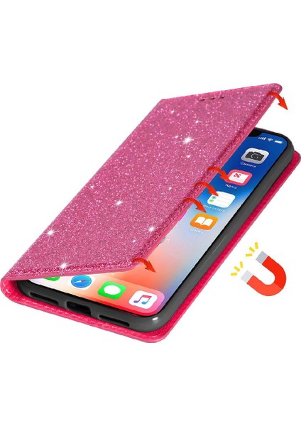 IPhone 14 Için Glitter Flip Case Pro Max Flip Case Cüzdan Pu Deri Kart (Yurt Dışından)