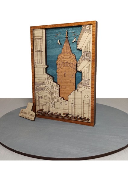 Galata Kulesi Ahşap Mdf Çok Katmanlı Dekoratif Tablo, Istanbul Tablosu modelleri