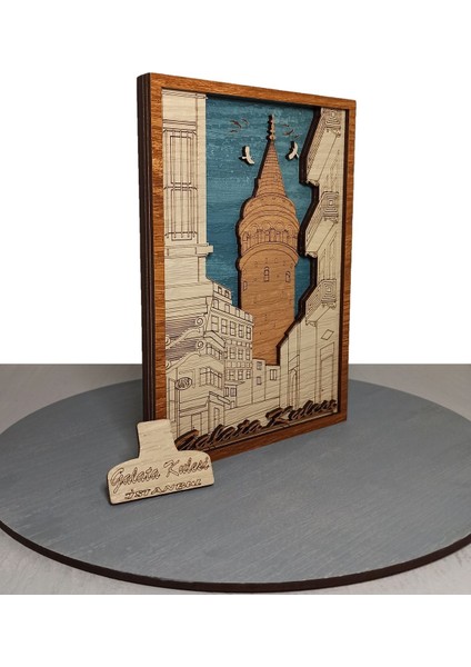 Galata Kulesi Ahşap Mdf Çok Katmanlı Dekoratif Tablo, Istanbul Tablosu fırsatları