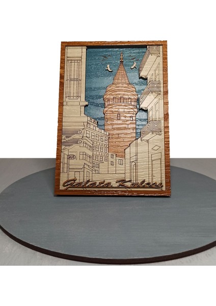 Galata Kulesi Ahşap Mdf Çok Katmanlı Dekoratif Tablo, Istanbul Tablosu indirimleri