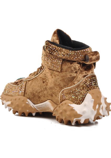 24K351 Taşlı Işlemeli Camel Kadın Bot