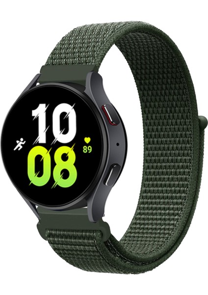 Galaxy Watch 6 Classic (43MM) Için 20MM Cırtlı Kumaş Kordon-03 Koyu Yeşil