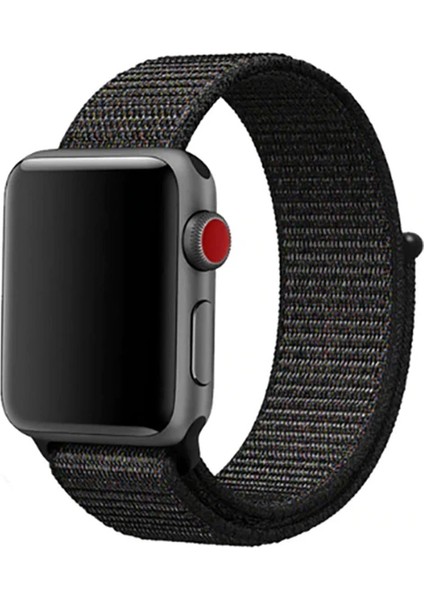Apple Watch Uyumlu Se (40MM) Için Cırtlı Kumaş Kordon-03 Siyah