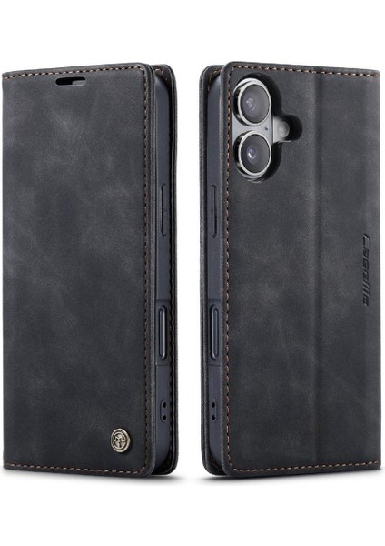 IPhone 16 Için Flip Case Manyetik Kapatma Darbeye Vintage Pu Deri (Yurt Dışından)