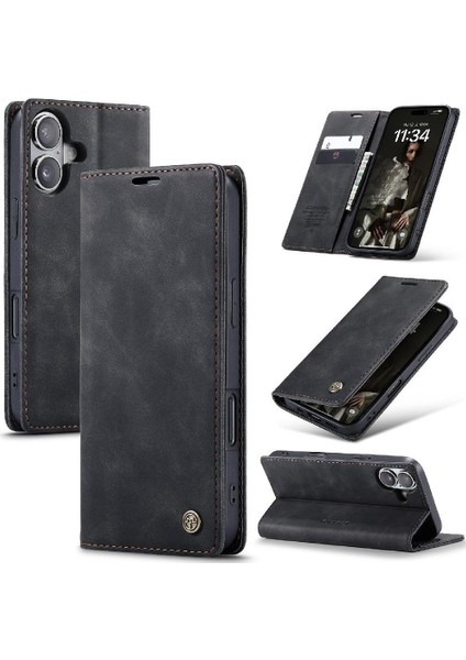 IPhone 16 Için Flip Case Artı Manyetik Kapatma Darbeye Vaka Kart Yuvası Pu (Yurt Dışından)