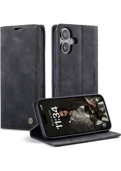 IPhone 16 Için Flip Case Artı Manyetik Kapatma Darbeye Vaka Kart Yuvası Pu (Yurt Dışından)