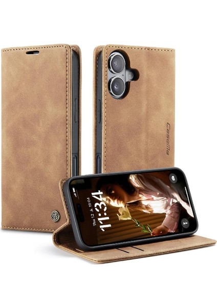 IPhone 16 Için Flip Case Artı Manyetik Kapatma Darbeye Vaka Kart Yuvası Pu (Yurt Dışından)
