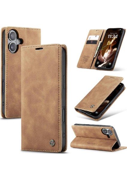 IPhone 16 Için Flip Case Artı Manyetik Kapatma Darbeye Vaka Kart Yuvası Pu (Yurt Dışından)