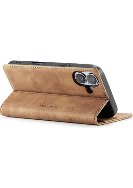 IPhone 16 Için Flip Case Artı Manyetik Kapatma Darbeye Vaka Kart Yuvası Pu (Yurt Dışından)
