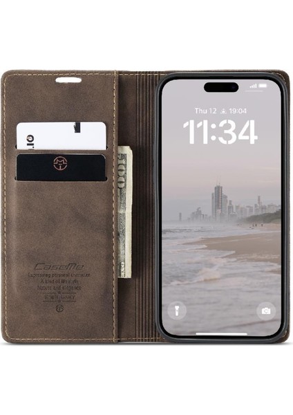 IPhone 16 Için Flip Case Pro Max Durumda Kart Yuvası Kickstand Flip Folio Kitap (Yurt Dışından)