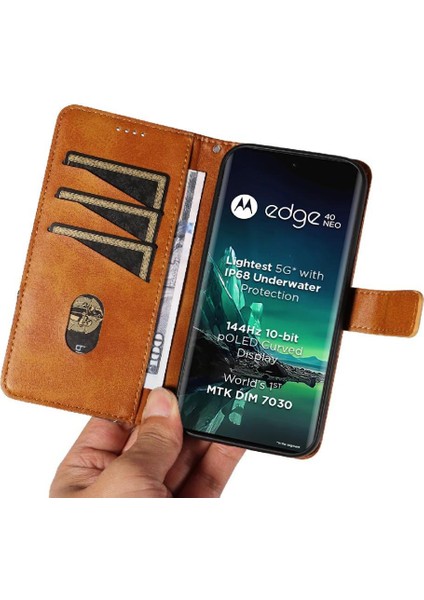 Motorola Kenar 40 Neo ve Kart Yuvası Yüksek Kaliteli Deri Çanta Için Flip Case (Yurt Dışından) modelleri