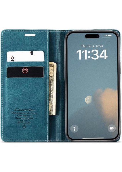 IPhone 16 Için Flip Case Artı Manyetik Kapatma Darbeye Vaka Kart Yuvası Pu (Yurt Dışından)