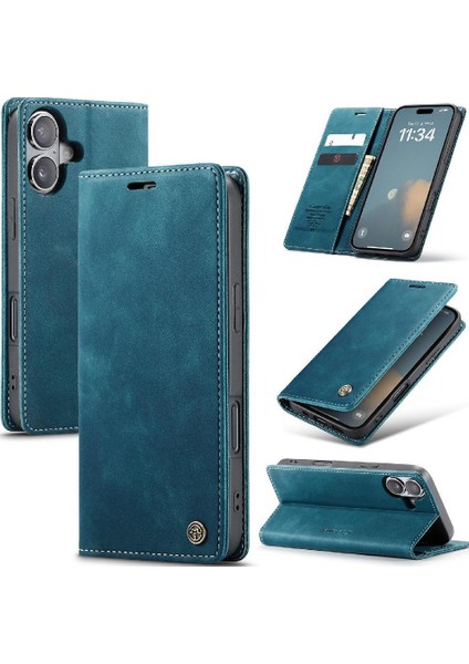 IPhone 16 Için Flip Case Artı Manyetik Kapatma Darbeye Vaka Kart Yuvası Pu (Yurt Dışından)