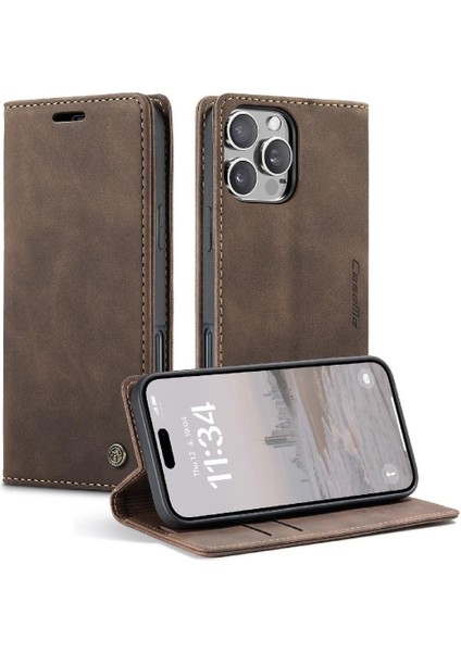 IPhone 16 Için Flip Case Pro Max Durumda Kart Yuvası Kickstand Flip Folio Kitap (Yurt Dışından)