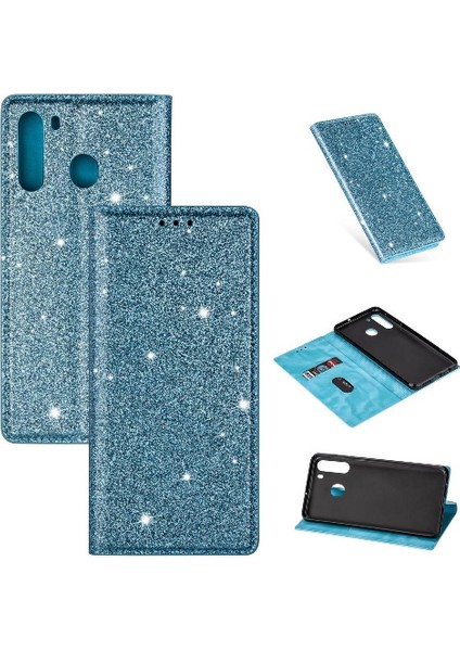 Samsung Galaxy A21 Kart Tutucu Için Glitter Durumda Manyetik Kapatma Pu Flip (Yurt Dışından)