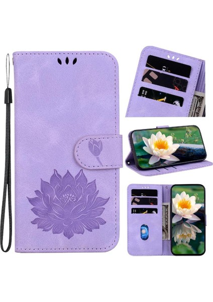 Tecno Spark 20 Pro Artı 4g Cüzdan Kickstand Kabartma Lotus Için Flip Case (Yurt Dışından)