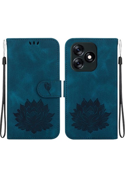 Tecno Kıvılcım 10C Manyetik Kabartma Lotus Çiçek Cüzdan Için Flip Case (Yurt Dışından)