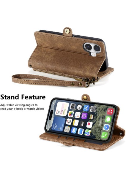 Iphone 16 Için Flip Case Darbeye Basit Iş Deri Kılıf Flip (Yurt Dışından) fırsatları