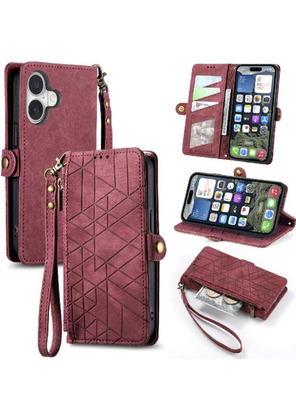 Iphone 16 Için Flip Case Darbeye Basit Iş Deri Kılıf Flip (Yurt Dışından)