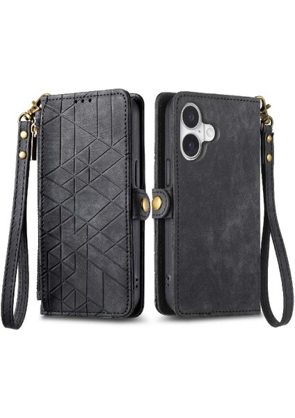 Iphone 16 Için Flip Case Artı Darbeye Deri Kılıf Cüzdan Kapak Çevirin (Yurt Dışından)