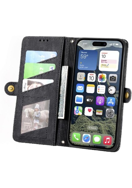 Iphone 16 Için Flip Case Artı Darbeye Deri Kılıf Cüzdan Kapak Çevirin (Yurt Dışından)
