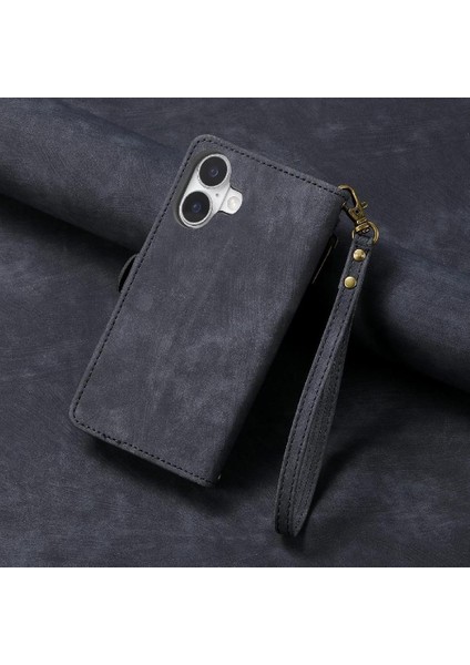 Iphone 16 Için Flip Case Artı Darbeye Deri Kılıf Cüzdan Kapak Çevirin (Yurt Dışından)