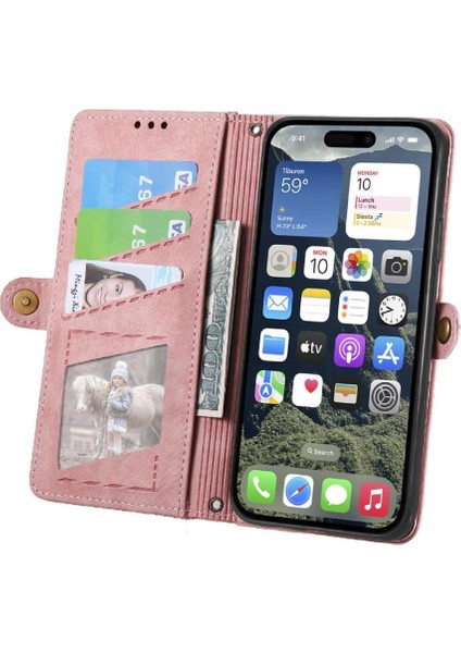 Iphone 16 Için Flip Case Artı Darbeye Deri Kılıf Cüzdan Kapak Çevirin (Yurt Dışından)