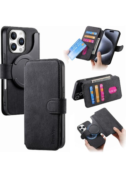 Iphone 16 Için Flip Case Pro Max Cüzdan Kart Standı Mıknatıs Koruyucu Retro (Yurt Dışından)