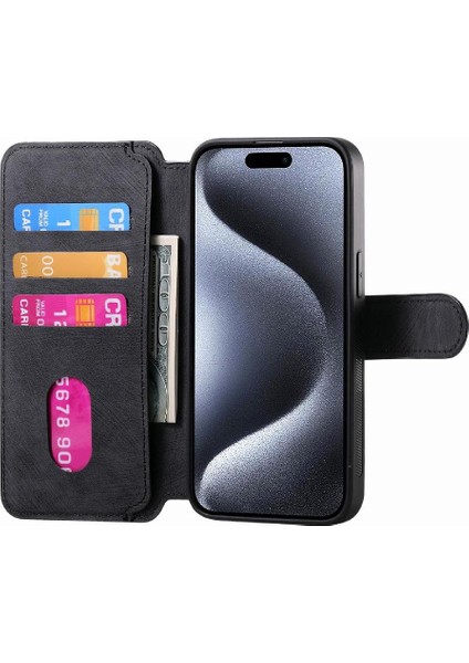 Iphone 16 Için Flip Case Pro Max Cüzdan Kart Standı Mıknatıs Koruyucu Retro (Yurt Dışından)