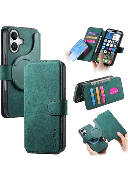Iphone 16 Için Flip Case Artı Kart Standı Cüzdan Mıknatıs Koruyucu Malzeme (Yurt Dışından)