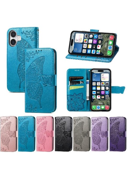 Iphone 16 Için Kılıf Artı Iş Kelebek Cüzdan Çok Renkli Kanat (Yurt Dışından)