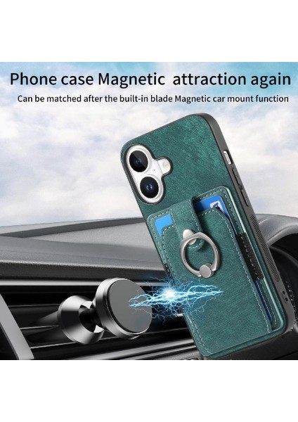 Iphone 16 Için Kılıf Artı Crad Yuvası Halka Tutucu Manyetik Araç Montaj Standı (Yurt Dışından)