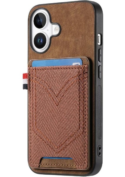 Iphone 16 Için Kılıf Artı Crad Yuvası Kot Cep Tasarım Manyetik Araç Montaj (Yurt Dışından)