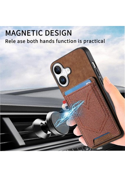 Iphone 16 Için Kılıf Artı Crad Yuvası Kot Cep Tasarım Manyetik Araç Montaj (Yurt Dışından)