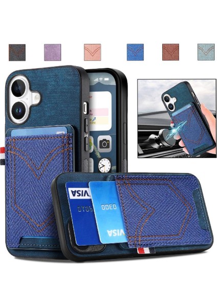 Iphone 16 Için Kılıf Manyetik Araç Montaj Kot Cep Tasarım Crad Yuvası (Yurt Dışından)