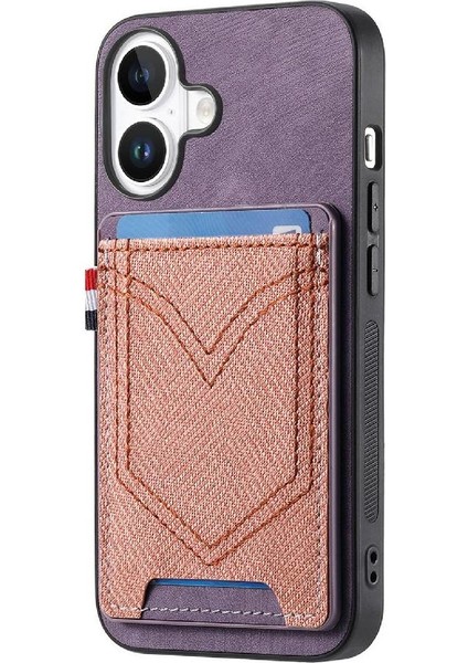 Iphone 16 Için Kılıf Artı Crad Yuvası Kot Cep Tasarım Manyetik Araç Montaj (Yurt Dışından)