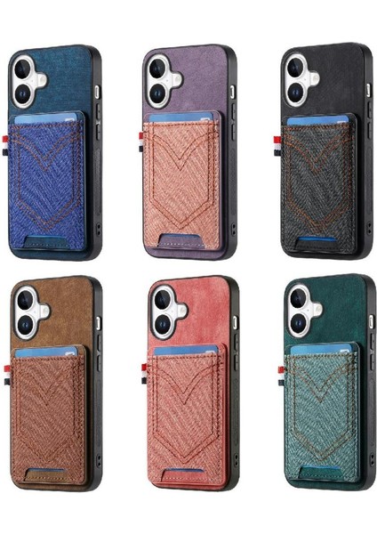 Iphone 16 Için Kılıf Artı Crad Yuvası Kot Cep Tasarım Manyetik Araç Montaj (Yurt Dışından)