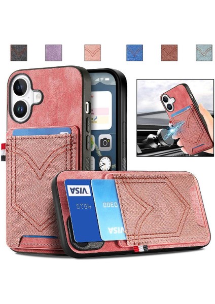 Iphone 16 Için Kılıf Manyetik Araç Montaj Kot Cep Tasarım Crad Yuvası (Yurt Dışından)