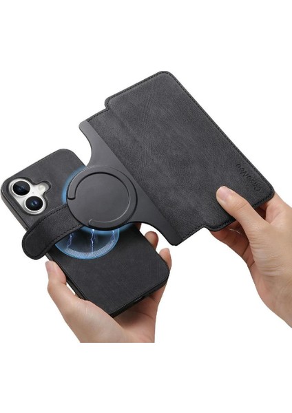 Iphone 16 Için Flip Case Artı Kart Standı Cüzdan Mıknatıs Koruyucu Malzeme (Yurt Dışından)