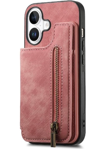 Iphone 16 Için Kılıf Artı Katlanabilir Arka Kapak Vintage Fermuar Cüzdan Standı (Yurt Dışından)
