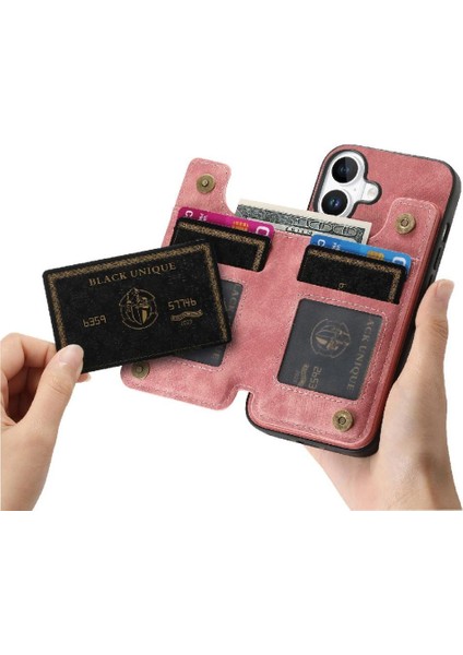 Iphone 16 Için Kılıf Artı Katlanabilir Arka Kapak Vintage Fermuar Cüzdan Standı (Yurt Dışından)