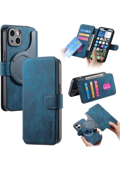 Iphone 16 Için Flip Case Artı Kart Standı Cüzdan Mıknatıs Koruyucu Malzeme (Yurt Dışından)