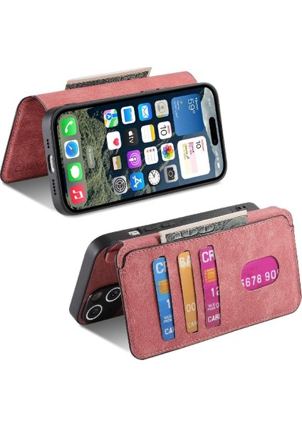 Iphone 16 Için Flip Case Artı Kart Standı Cüzdan Mıknatıs Koruyucu Malzeme (Yurt Dışından)