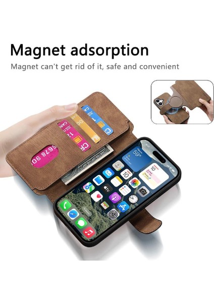 Iphone 16 Için Flip Case Retro Kart Standı Mıknatıs Koruyucu Malzeme Cüzdan (Yurt Dışından) fırsatları