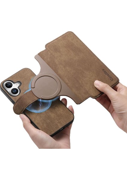 Iphone 16 Için Flip Case Retro Kart Standı Mıknatıs Koruyucu Malzeme Cüzdan (Yurt Dışından) indirimleri