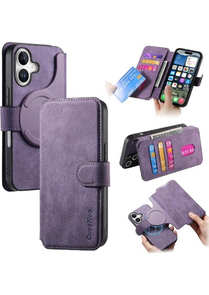 Mays Boutique Iphone 16 Için Flip Case Retro Kart Standı Mıknatıs Koruyucu Malzeme Cüzdan (Yurt Dışından)